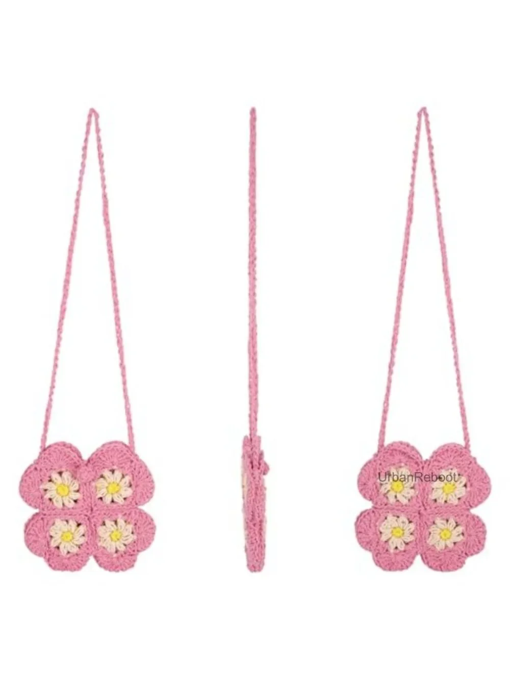 Handmade Mini Flower Crochet Crossbody Bag Cotton Purse